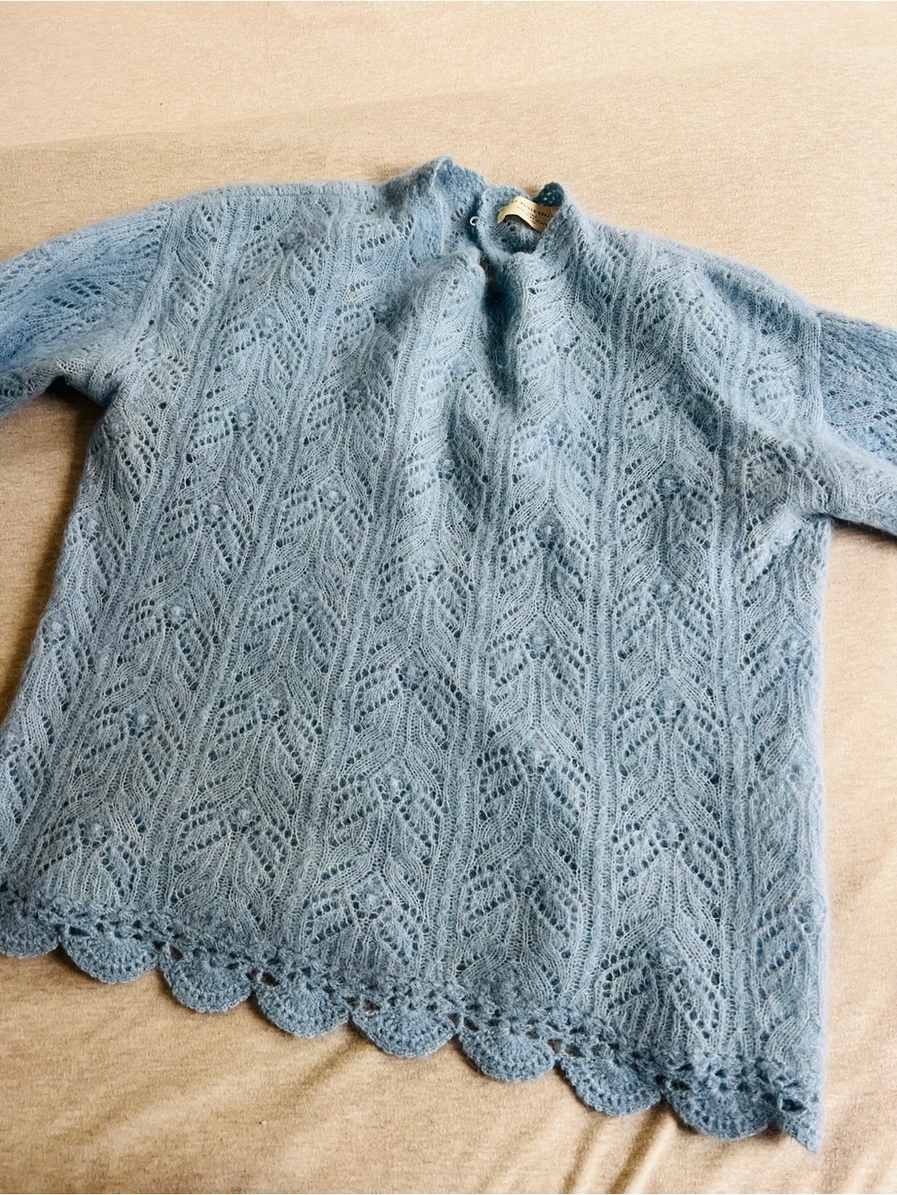 Women's Light Blue Lace Knit Sweater
